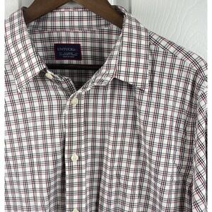 UNTUCKit Shirt Mens XL White Red Black Plaid Button Down Long Sleeve Casual‎